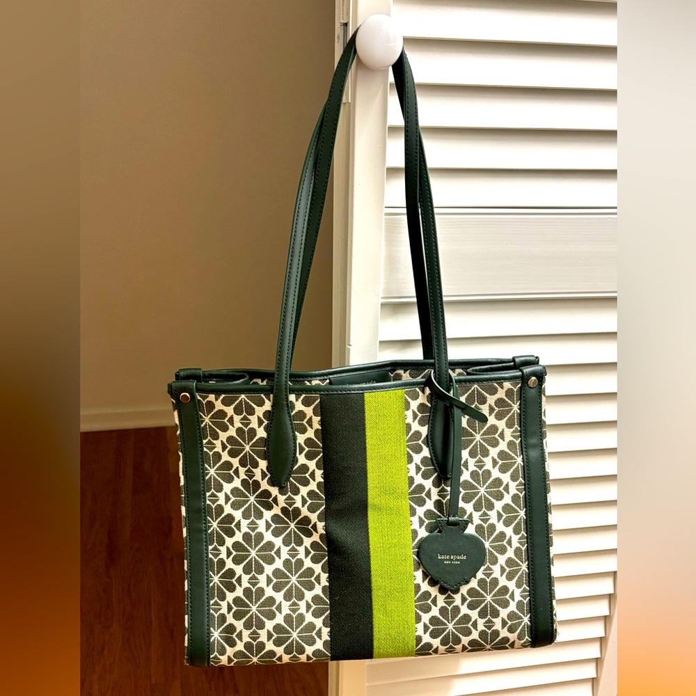 Kate Spade Spade Flower Jacquard Stripe Market Medium Tote - Green